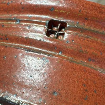 Signed pottery bowl, rust glaze!