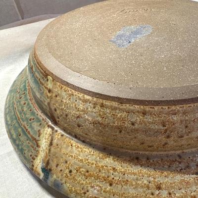 Artist signed pottery chip & dip piece!