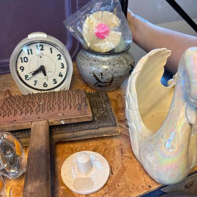 Oil lamp, alarm clock, glass door handles, and more