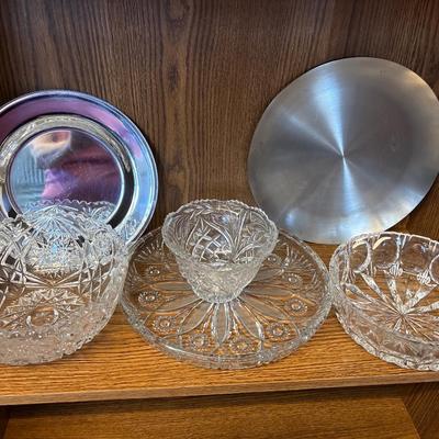 Beautiful crystal bowls, tray & silver trays