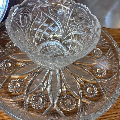 Beautiful crystal bowls, tray & silver trays