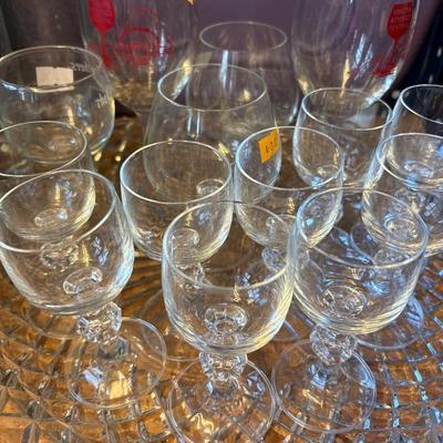 Crystal tray, glasses and plastic items