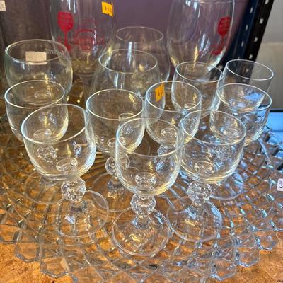 Crystal tray, glasses and plastic items