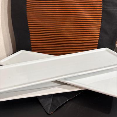 White ceramic serveware, black bowls, cocktail pics!