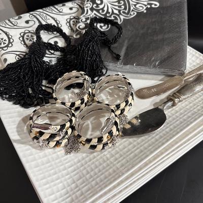 Plates, napkin rings, tassels, napkins!