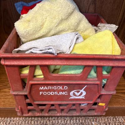 Crate with rags