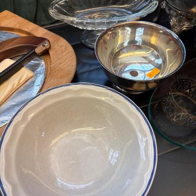 New bread knife, Vintage casserole, silver plate, and more