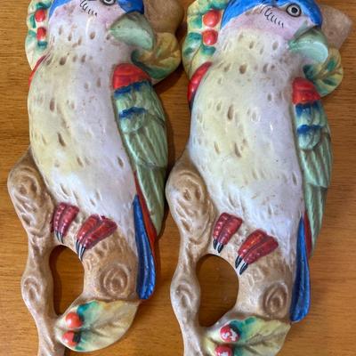 Pair of bird wall pockets