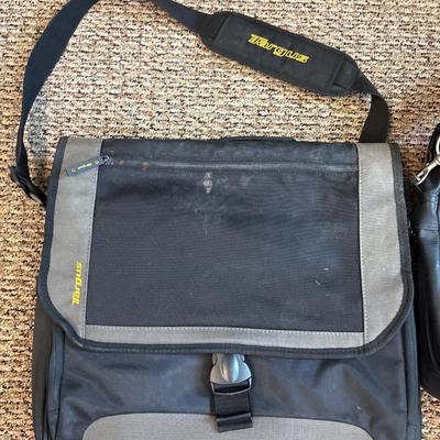 Two laptop bags (one leather)