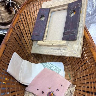 Weck glass covered jar, Pyrex, basket lot