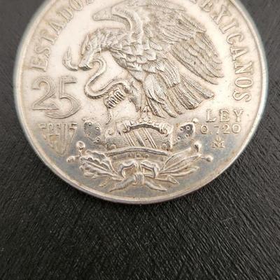1968 Mexican Olympic Silver 25 Pesos Coin