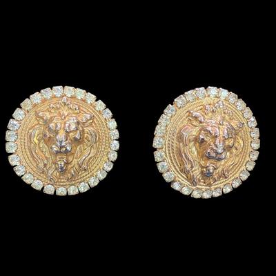 Sale Photo Thumbnail #635: Vintage Gold Tone Lion Head Clip On Earring Possibly Anne Klein or Versace