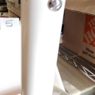 Sale Photo Thumbnail #26: You are bidding on one stool! There are 5 available. Arthur Umanoff designed with new orange upholstery. These are adjustable to 4 heights between 23" and 29"from floor to seat. This listing is the stool marked #2