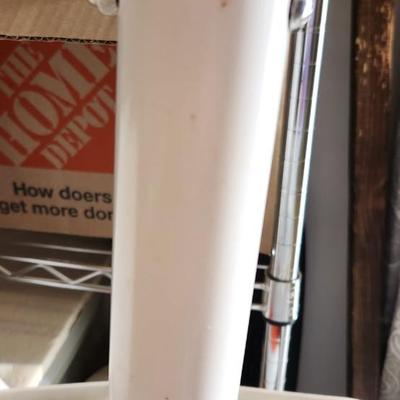 Sale Photo Thumbnail #25: You are bidding on one stool! There are 5 available. Arthur Umanoff designed with new orange upholstery. These are adjustable to 4 heights between 23" and 29"from floor to seat. This listing is the stool marked #2