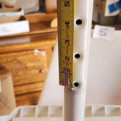 Sale Photo Thumbnail #46: You are bidding on one stool! There are 5 available. Arthur Umanoff designed with new orange upholstery. These are adjustable to 4 heights between 23" and 29"from floor to seat. This listing is the stool marked #4