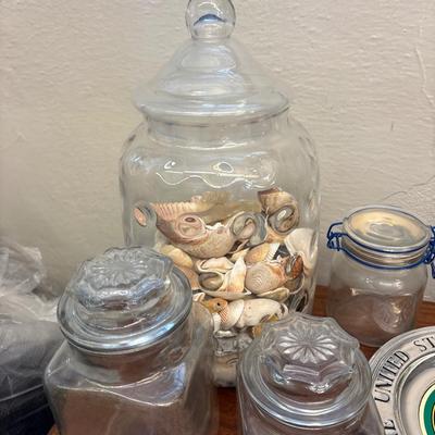 Jar with shells, cookware & more