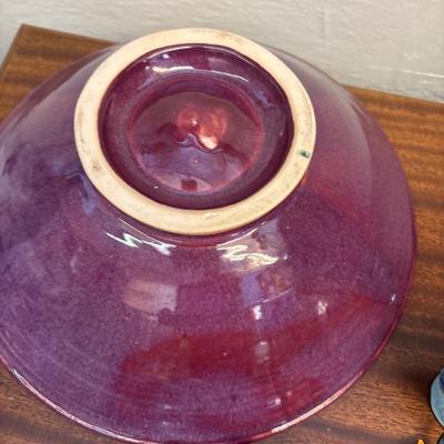 Pottery bowl, wall pocket, vase & more