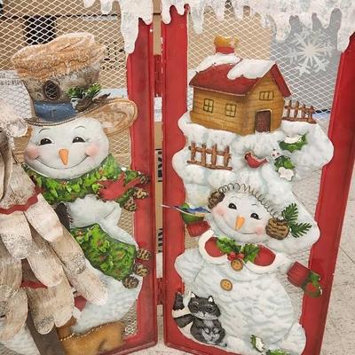 Sale Photo Thumbnail #121: Large Crystal Vase with Christmas themed Silk Flowers and branches. Adorable metal Christmas themed fireplacescreen.