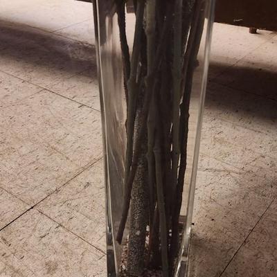 Sale Photo Thumbnail #117: Large Crystal Vase with Christmas themed Silk Flowers and branches. Adorable metal Christmas themed fireplacescreen.