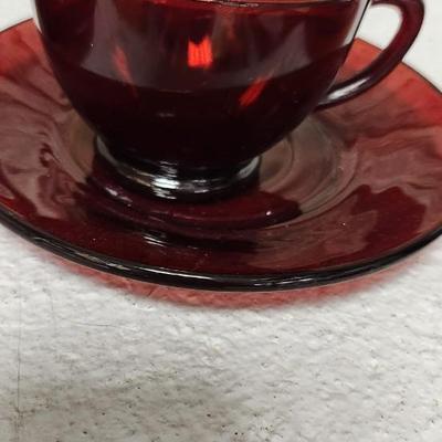 Sale Photo Thumbnail #181: 11 Ruby Red teacups and Saucers. Not all the same