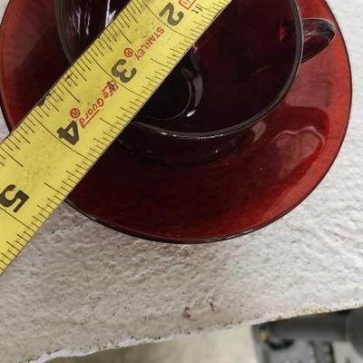 Sale Photo Thumbnail #180: 11 Ruby Red teacups and Saucers. Not all the same