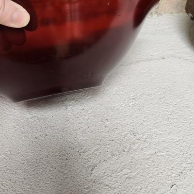 Sale Photo Thumbnail #223: A.mess of Royal Ruby Red Glass bowls...one plastic. That mixing bowl is a stunner!!!