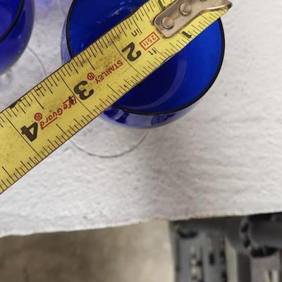 Sale Photo Thumbnail #274: A large mess of cobalt stemware, some chippy