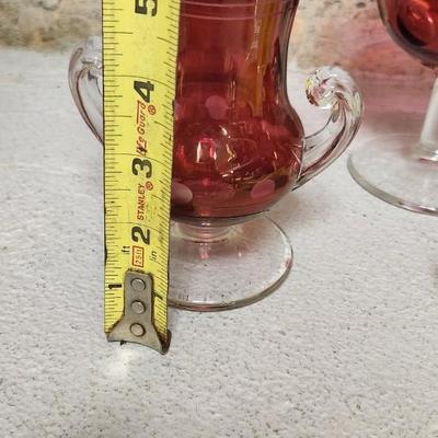 Sale Photo Thumbnail #284: Awesome vintage pieces of cranberry flash and a gorgeous yellow cased blown trinket.