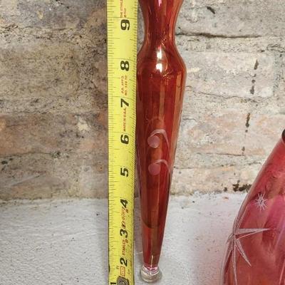 Sale Photo Thumbnail #287: Awesome vintage pieces of cranberry flash and a gorgeous yellow cased blown trinket.