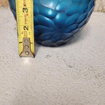 Sale Photo Thumbnail #316: Gorgeous blue chiseled Blessings vase, a very old silver teapot and a sweet blown bride and groom