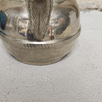 Sale Photo Thumbnail #308: Gorgeous blue chiseled Blessings vase, a very old silver teapot and a sweet blown bride and groom