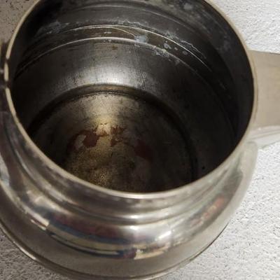 Sale Photo Thumbnail #311: Gorgeous blue chiseled Blessings vase, a very old silver teapot and a sweet blown bride and groom