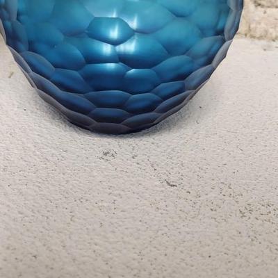 Sale Photo Thumbnail #315: Gorgeous blue chiseled Blessings vase, a very old silver teapot and a sweet blown bride and groom