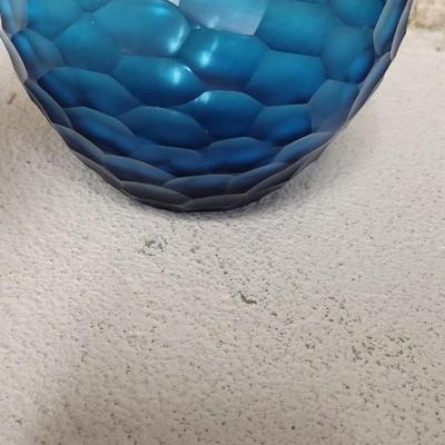 Sale Photo Thumbnail #313: Gorgeous blue chiseled Blessings vase, a very old silver teapot and a sweet blown bride and groom