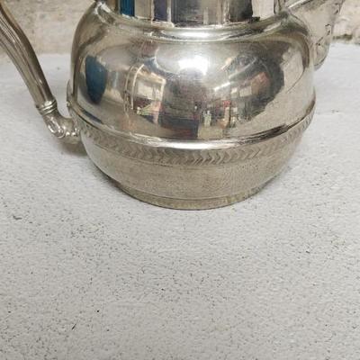 Sale Photo Thumbnail #310: Gorgeous blue chiseled Blessings vase, a very old silver teapot and a sweet blown bride and groom