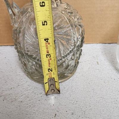 Sale Photo Thumbnail #356: Gorgeous blown Swedish Decanter and an old early American pressed glass pitcher.