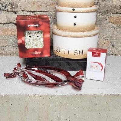 Sale Photo Thumbnail #387: New hallmark candy dish, ornament, new target candle warmer and a cute hatbox snowman