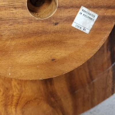 Sale Photo Thumbnail #418: Great carved covered Lazy Susan from the Philippines. A cork trivet and a really beautiful studio pottery piece