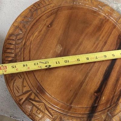 Sale Photo Thumbnail #417: Great carved covered Lazy Susan from the Philippines. A cork trivet and a really beautiful studio pottery piece