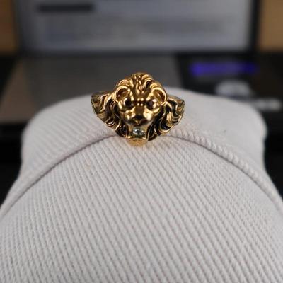 18Kt Gold Plated Ring (Lions Head)