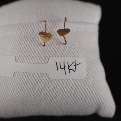 14 Kt Gold Earrings (Hearts) - 0.7 grams