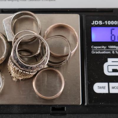 Sterling Silver Ring Lot (10) - 62.9 grams
