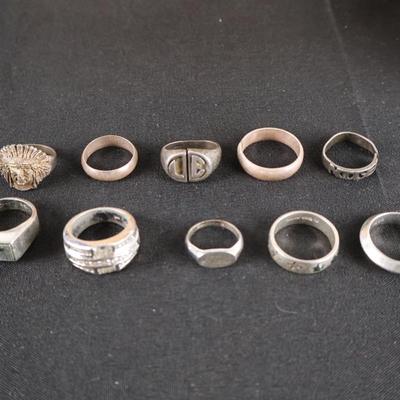 Sterling Silver Ring Lot (10) - 62.9 grams