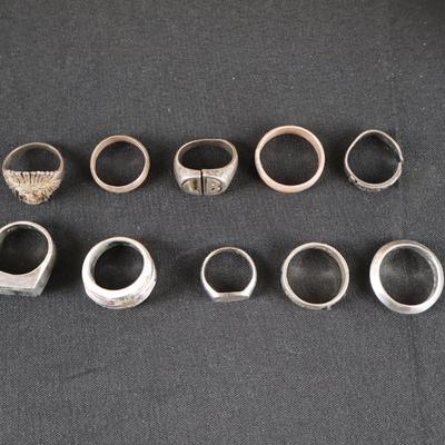 Sterling Silver Ring Lot (10) - 62.9 grams