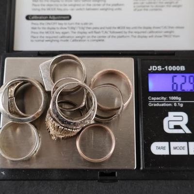 Sterling Silver Ring Lot (10) - 62.9 grams