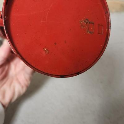 Sale Photo Thumbnail #441: Awesome old eagle gas can, lard bucket and a cute little red lantern