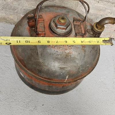 Sale Photo Thumbnail #444: Awesome old eagle gas can, lard bucket and a cute little red lantern