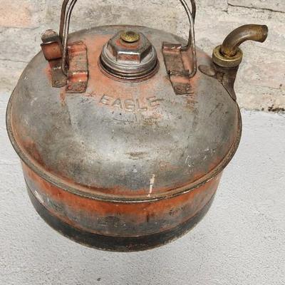 Sale Photo Thumbnail #442: Awesome old eagle gas can, lard bucket and a cute little red lantern