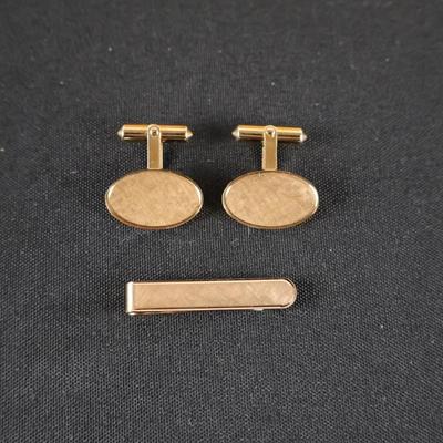 14Kt Gold Cufflinks & Tie Clip - 12.6 grams