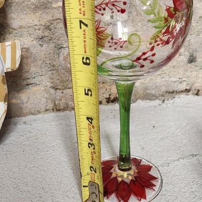 Sale Photo Thumbnail #499: Big metal snowflake bowl, Orrefors Holly votive, painted wine glass, vintage ornaments and more